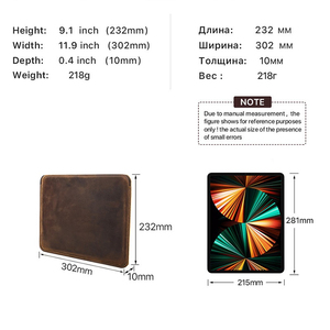 Genuine Leather Tablet Sleeve Tablet Pouch Brown Soft Protective Case for Tablet Business Travel Tablet Case Leather - Product Image 6