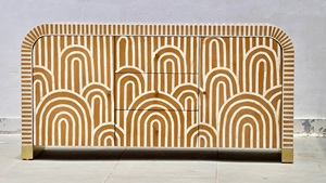 Mueble de Almacenamiento Moderno con Incrustaciones de Hueso y Diseño Art Deco, con 3 Cajones y Puertas de Tablero para Sala de Estar - Product Image 2