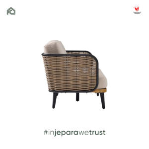 Sofá Moderno Danu de Madera de Teca Maciza con Ratán Sintético Tejido, Cojines Premium Hechos a Mano, Muebles de Exterior para Hoteles y Resorts - Product Image 5