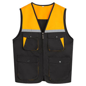 PLAYER'S POINT High Visibility Work <b>Vest</b> CE/EU Certified Waterproof Red Navy Reflective Stripes Zipper Closure Unisex Polyester - Product Image 2