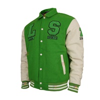 Veste universitaire en laine pleine fleur personnalisée, col rabattu, boutonnée + fermeture éclair, chaude pour l'hiver, style universitaire et lycéen
