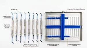 Juego de 8 Elevadores y Periotomos Dentales de Acero Inoxidable, Instrumentos de Extracción para Cirugía Oral - Product Image 4