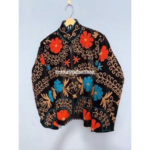 Hand Embroidered Velvet Suzani Jacket Bohemian Winter Wear <b>Coat</b> Jacket Floral Velvet Suzani Embroidered Birthday Gifts For Her - Product Image 3
