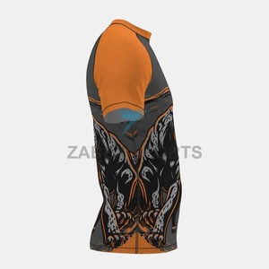 Camiseta de compresión de manga corta para hombre, Rashguard de MMA elástico con logo frontal personalizado, Top de entrenamiento BJJ, Ropa de gimnasio - Product Image 2