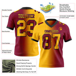 Camiseta de Fútbol Americano Personalizada Splendid Apparel, Sublimada, Unisex, Cuello en V, Manga Corta, Malla de Secado Rápido, 300g Poliéster/Algodón, para Equipo - Product Image 2