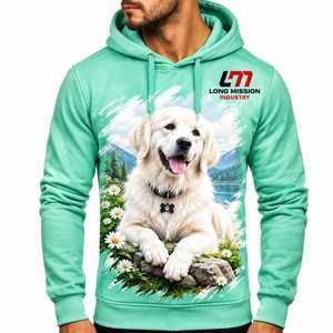 Sudadera con Capucha para Hombre Long Mission Industry, Verde, Corte Regular Informal, Estampado por Sublimación, Tejido de Punto, 100% Algodón, Servicio OEM - Product Image 1