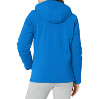 Blouson bomber à capuche bleu écologique pour femme, coupe droite, entièrement zippé, coupe-vent, vêtement d'extérieur, en polyester, pour l'automne