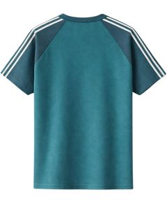 Camiseta de Manga Raglán Blanca y Verde Azulado para Hombre, Informal, de Verano, Cuello Redondo, Hombros a Rayas, Transpirable, Mezcla de Algodón, Suave y Cómoda - Product Image 2