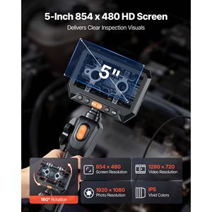 Boroscopio Ultra Sottile da 0,15 Pollici con Lente Articolata, Zoom 8X, Batteria da 5000mAh, Endoscopio Bidirezionale con Schermo IPS HD da 5 Pollici per Strumenti di Ispezione Auto - Product Image 4