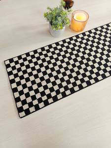 Modern <b>Black</b> White Checkerboard Rectangle Fabric Table <b>Runner</b> Non-Slip Mats & Pads - Product Image 1