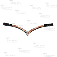 Fronture d'équitation en cuir de luxe, or rose, avec cœur en cristal, confortable, durable, couleur et logo personnalisables, taille sur mesure MS
