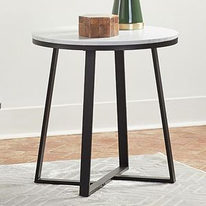 Matte Black and <b>White</b> Faux Marble <b>End</b> <b>Table</b> Stylish Coffee <b>Table</b> Design - Product Image 1