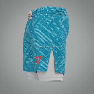 กางเกงขาสั้นเล่นฟิตเนสเล่นกีฬาแบบ2-in-1สำหรับผู้ชายกางเกงขาสั้นผ้าไนลอนอัดเหงื่อสำหรับ100% มีซิปสีพื้นแบบลำลอง - Product Image 6