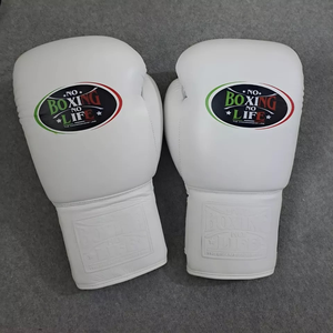 Guantes de Boxeo Profesionales de Cuero con Cordones, Guantes de Sparring de Muay Thai con Protector de Cabeza y Protector Inguinal, Conjunto Unisex que Absorbe la Humedad - Product Image 3