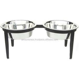 Mascotas doble tazón de acero inoxidable perro - Product Image 5