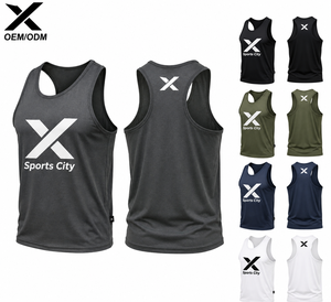 X Sports City Men's Custom Gym & Athletic <b>Stringers</b> Tank Top Black Color Crew Neck Sleeveless 100% Cotton <b>Vest</b> All Seasons OEM - Product Image 1