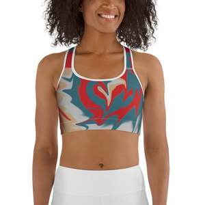 Sujetador deportivo tipo racerback para mujer con estampado abstracto, soporte medio, ropa deportiva para yoga, transpirable, de spandex y poliéster, diseño sin costuras - Product Image 4