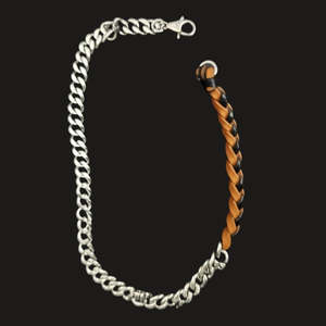 Pure Titanium Steel Gold Plated <b>Chain</b> with Mustard Yellow and Black Beaded <b>Rope</b> Necklace for Men Boys-17 Inch - Product Image 2