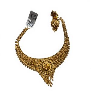 Collar de Oro Sólido de 22K para Novia, Diseño Tradicional Indio de Filigrana, Hecho a Mano, Regalo de Boda, Joyería para Mujer - Product Image 1