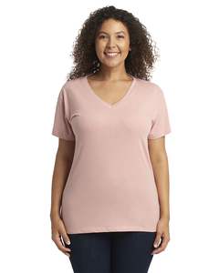 Camiseta de Manga Corta para Mujer, Cuello en V, Color Negro Sólido, Estilo Relajado, Transpirable - Product Image 1