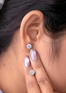 Classic Round Cut Moissanite Diamond Stud <b>Earrings</b> 925 Silver Claw Setting Women's Wedding Jewelry - Product Image 4
