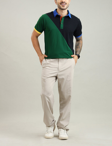 Polo de Secado Rápido para Hombre, con Logotipo Personalizado OEM, Tejido de Punto, Cuello Alto Plano, Diseño de Bloques de Color, Estilo Casual para Golf - Product Image 3