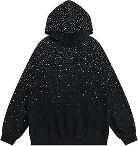 เสื้อฮู้ดดี้พรีเมียมประดับเพชรทั้งตัว แบบหนาพิเศษ ผ้าฟลีซคอตตอน สำหรับผู้ชายและผู้หญิง ทรงหลวม สไตล์สตรีทแวร์ - Product Image 1