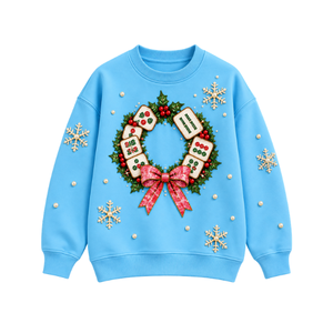 Light Blue Cajun's <b>Christmas</b> Sequin Embroidery <b>T</b>-<b>shirt</b> with Full Sleeve Crew Neckline Autumn/Winter <b>Women's</b> Sweatshirt Pullover - Product Image 5