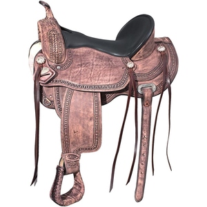 Selle de cheval western en cuir véritable sur mesure, équipement d'équitation haut de gamme avec outillage décoratif, étrier, vente en gros OEM - Product Image 1