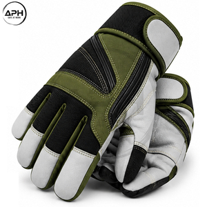 Gants d'assemblage de qualité supérieure, dernière tendance, avec construction multi-panneaux, paume texturée et sangle de poignet réglable, vert olive - Product Image 2