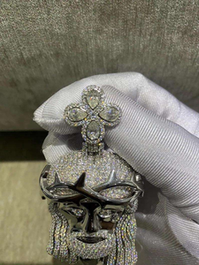 Colgante de Moissanita de Jesucristo con Corona de Espinas y Cruz, Collar Religioso de Hip Hop, Joyería Cristiana de Lujo - Product Image 5