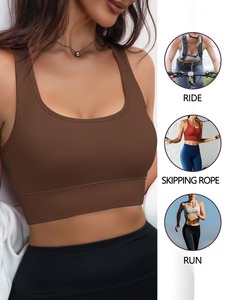 Premium <b>Longline</b> Activewear Cami | Women's Seamless Knit Racer Back Gym Top | High Support Flexible Performance Sport <b>Bra</b> - Product Image 5