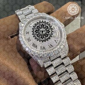 Montre de luxe pour homme Charm Jewells, boîtier en acier inoxydable de 40 mm, incrustée de diamants, mouvement mécanique analogique, résistance à l'eau de 10 bars - Product Image 6