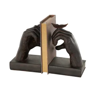 Hand Sculpted Bronze Bookends With Butterfly Design 7.55 In H 5.25 In W Set Of 2 Contemporary <b>Figurative</b> Decor - Product Image 4