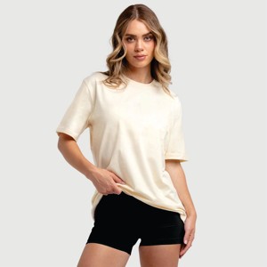 Camiseta de Verano para Mujer, Cuello Redondo, Manga Corta, Color Sólido, Tejido de Algodón, Ecológica, de Secado Rápido, Anti-UV, Transpirable - Product Image 1
