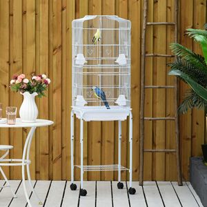 Gabbia per Uccelli Grande in Metallo Bianco da 63 Pollici, Stile Moderno XL, Stabile, in Rete Metallica, per Uccelli di Taglia Media, con Porte Grandi, Ripiano e Maniglia - Product Image 2