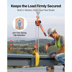Polipasto de Cadena Manual de Alta Resistencia, Capacidad de 1-1/2T/3300LBS, Elevación de 20 Pies, Cadena de Acero Aleado G80, Freno Mecánico de Doble Trinquete, 360 - Product Image 3
