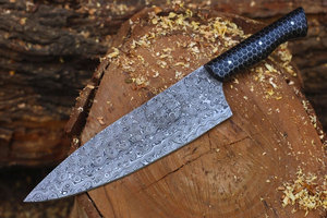 Nuevo Cuchillo de Chef de Damasco de 8 Pulgadas, Forjado a Mano, con Espiga Completa, Patrón Trenzado, Mango de Panal, Estilo Japonés, para Cocina - Product Image 4