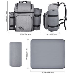 Zaino da Picnic alla Moda per 4 Persone con Scomparto Termico, Portabottiglie/Vino Staccabile, Zaino da Spiaggia Isolato - Product Image 4