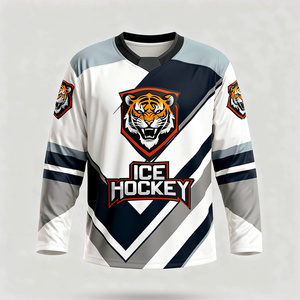 เสื้อฮอกกี้น้ำแข็ง Tigers แบบซับลิเมชั่น แขนยาว คอวี ระบายเหงื่อได้ดี ผลิตจากโพลีเอสเตอร์ สำหรับผู้ชาย ทรงปกติ - Product Image 2