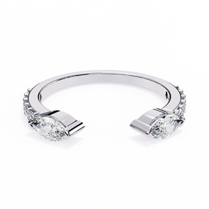 Anillo de Moissanita con Corte Marquesa en Oro Blanco, Banda de Eternidad con Brillantes Redondos para Mujer, Joyería de Compromiso y Boda - Product Image 2