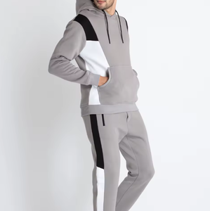 Conjunto de chándal con capucha y bloques de color para hombre, sudadera deportiva ajustada y pantalones deportivos, conjunto de ropa deportiva de 2 piezas para gimnasio - Product Image 4