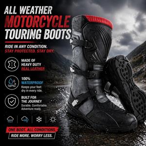 Botas de Motociclismo de Aventura para Hombre, Resistentes al Agua, Hechas a Medida, de Alta Resistencia |   Calzado de Motociclismo con Estándar CE, Transpirable, para Turismo Todoterreno - Product Image 1
