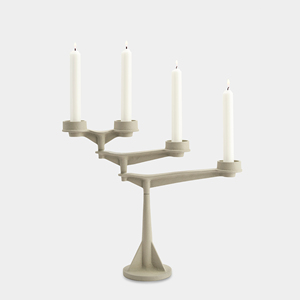 Modern Sand <b>Textured</b> 4 Arm Candelabra Contemporary Metal Design For Luxury Home Decor And Events Durable <b>Powder</b> Coating Finish - Product Image 1
