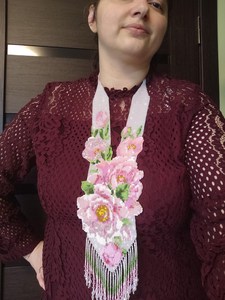Collier Gerdan ukrainien attrayant : Bijou floral pivoine en perles de rocaille tchèques, Collier de perles bohème, Collier de fleurs pour cadeau de fête - Product Image 5