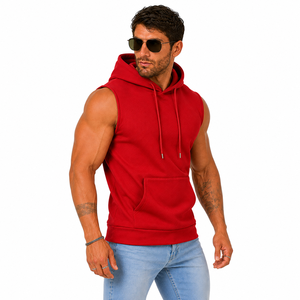 Chaleco Deportivo Personalizado para Hombre, Sudadera sin Mangas con Bolsillo Canguro, Color Sólido - Product Image 3