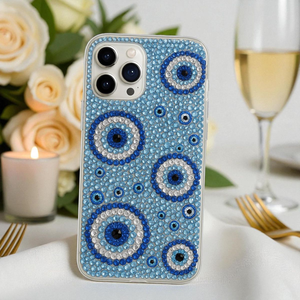 Housse de téléphone en coton brodée de perles décoratives, finition premium, élégante, faite à la main, perles de rocaille de luxe - Product Image 5