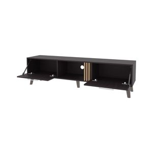 Mobile TV in Wengue con 2 Ante e Vano Aperto, Elegante Arredo per l'Intrattenimento Domestico - Product Image 4
