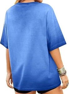 Camiseta de Verano para Mujer, Talla Grande, Estilo Vintage, Ligera, 100% Algodón, Hombros Caídos, Corte Regular, Lavado Ácido, Corte Alargado - Product Image 2