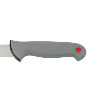 Cuchillos de Cocina para Rebanar con Mango Gris y Hoja Plateada, con Detalle Rojo en el Extremo y Protector de Dedos Curvo, para Cortar Carne y Preparar Alimentos - Product Image 4